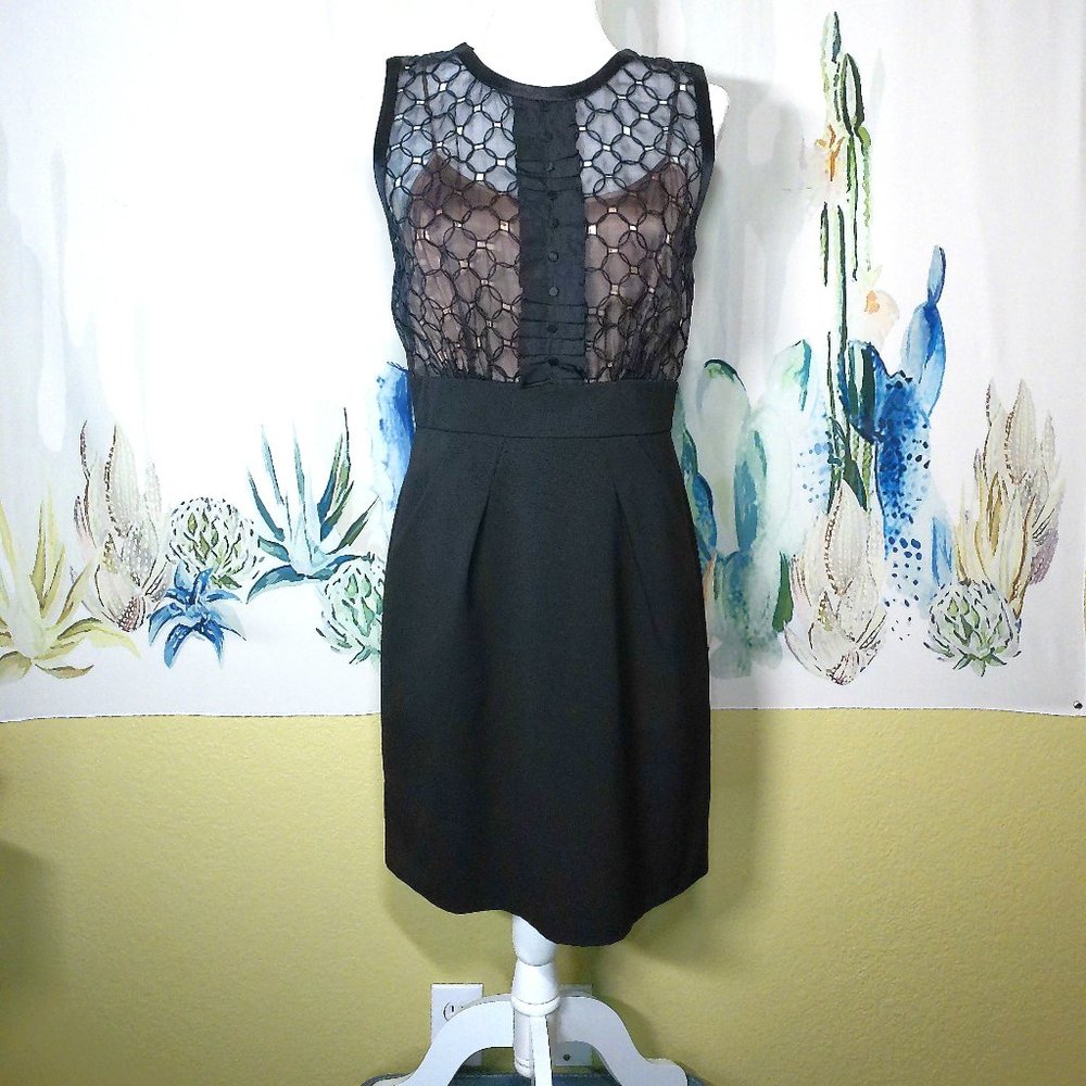 BCBGMaxAzria Black Mini Dress with Sheer Lace Detail